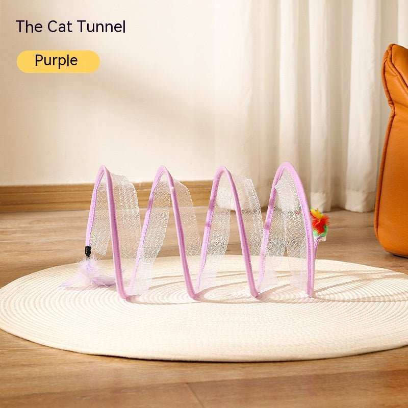 Folded Cat Tunnel S Type Cats Tunnel Spring Toy Mouse Tunnel Cat Outdoor Cat Toys For Kitten Interactive Cat Supplies - AMIR BAGS INDIA PRIVATE LIMITED