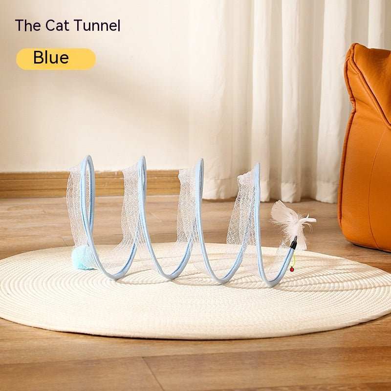 Folded Cat Tunnel S Type Cats Tunnel Spring Toy Mouse Tunnel Cat Outdoor Cat Toys For Kitten Interactive Cat Supplies - AMIR BAGS INDIA PRIVATE LIMITED