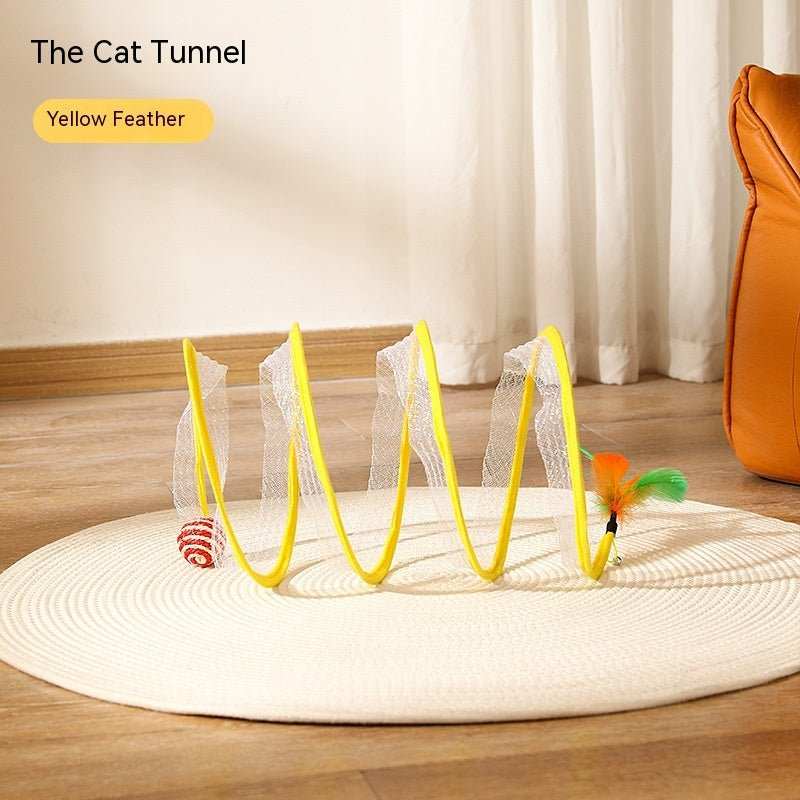 Folded Cat Tunnel S Type Cats Tunnel Spring Toy Mouse Tunnel Cat Outdoor Cat Toys For Kitten Interactive Cat Supplies - AMIR BAGS INDIA PRIVATE LIMITED