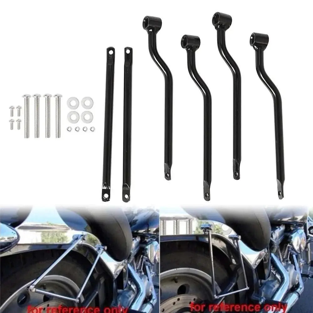 For Kawasaki Honda Yamaha Suzuki Harley Motorcycle Black Universal Saddle Bag Support Bars Mounts Bracket Side Luggage - AMIR BAGS INDIA PRIVATE LIMITED