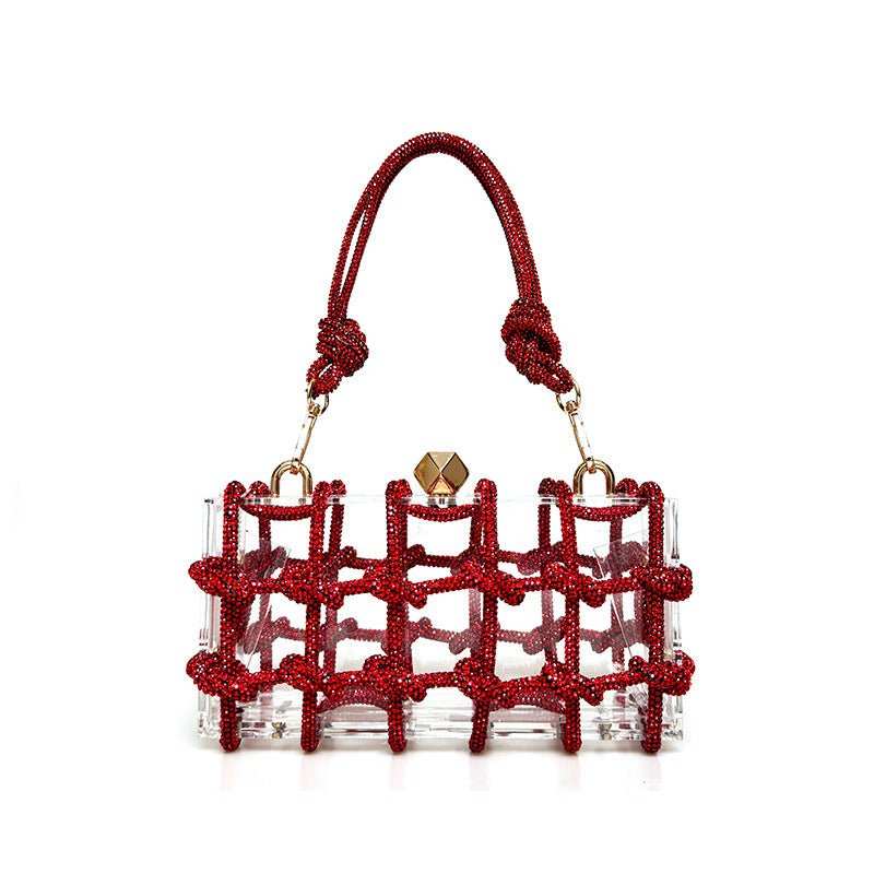 French Sweet Shiny Rhinestone Banquet Small Square Bag - AMIR BAGS INDIA PRIVATE LIMITED