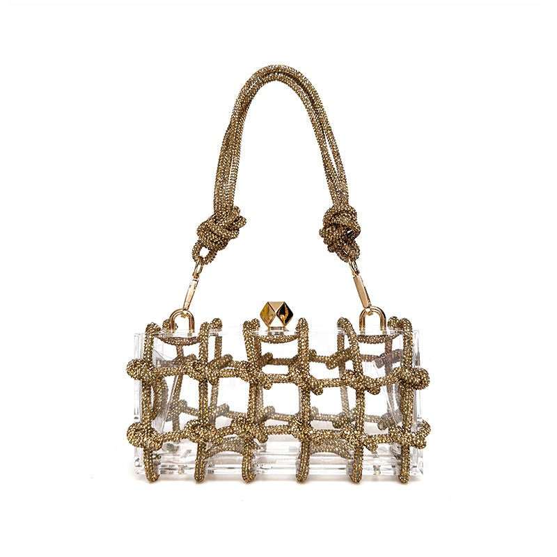 French Sweet Shiny Rhinestone Banquet Small Square Bag - AMIR BAGS INDIA PRIVATE LIMITED