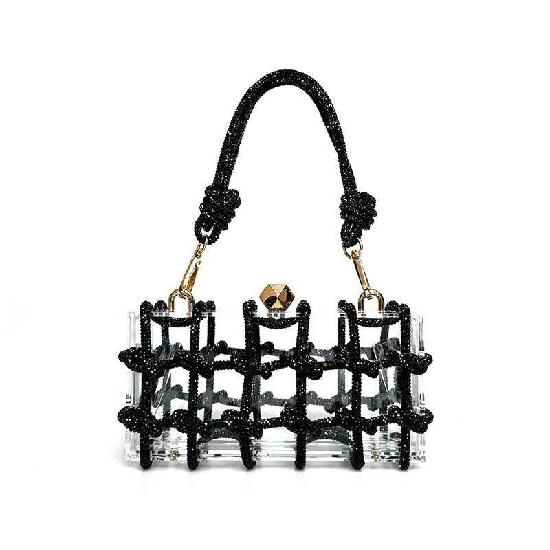 French Sweet Shiny Rhinestone Banquet Small Square Bag - AMIR BAGS INDIA PRIVATE LIMITED
