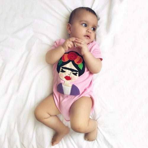 Frida Infant Bodysuit - Gray and Pink - AMIR BAGS INDIA PRIVATE LIMITED