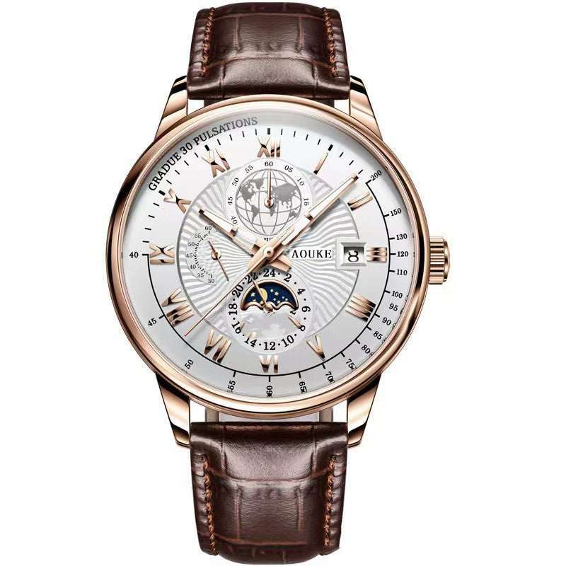 Genuine Leather Watch Men's Luminous Calendar Quartz - AMIR BAGS INDIA PRIVATE LIMITED