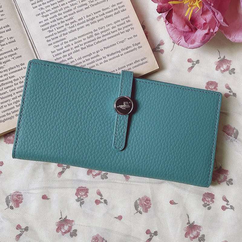 Genuine Leather Women Wallets Luxury Long Hasp Lychee Pattern Coin Purses - AMIR BAGS INDIA PRIVATE LIMITED