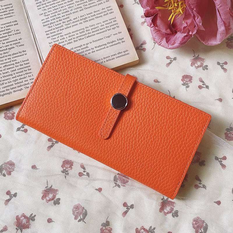Genuine Leather Women Wallets Luxury Long Hasp Lychee Pattern Coin Purses - AMIR BAGS INDIA PRIVATE LIMITED