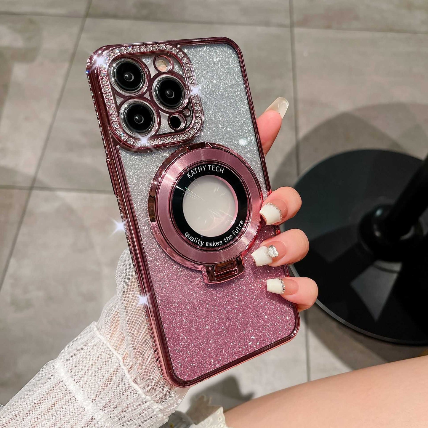 Glitter Tpu Electroplating Magnetic Bracket Phone Case - AMIR BAGS INDIA PRIVATE LIMITED