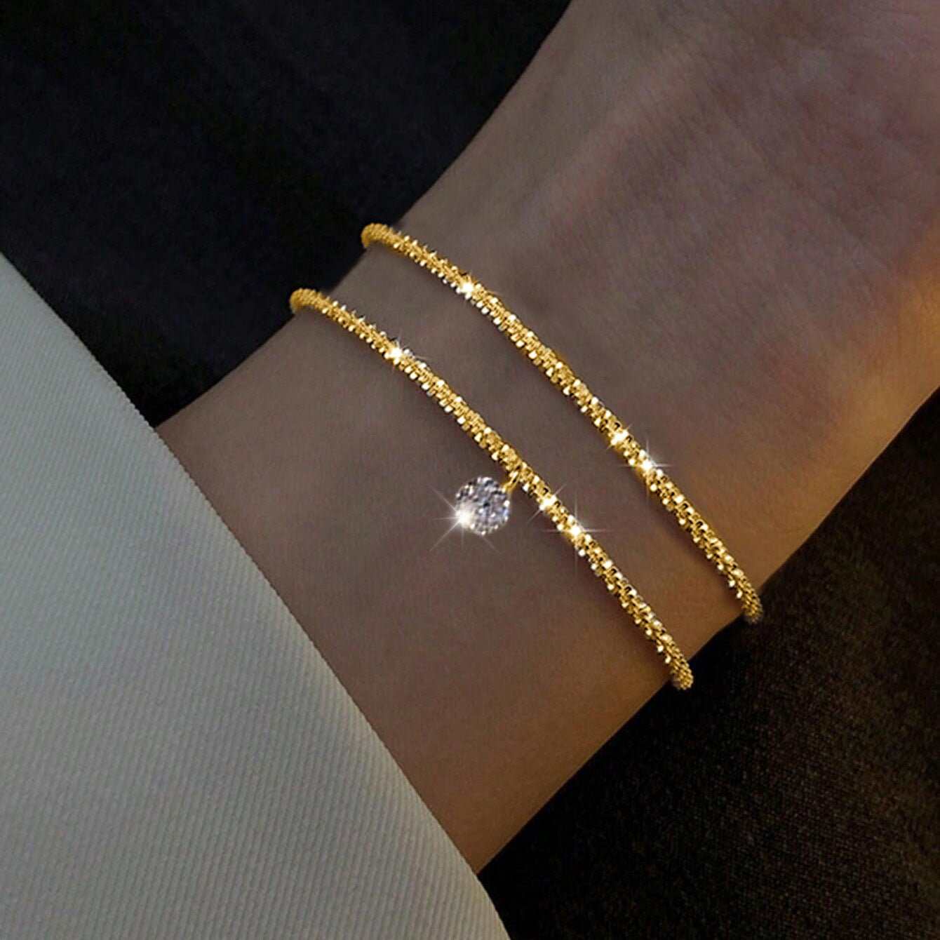 Gold And Sliver Rhinestones Bracelet Womens Jewelry - AMIR BAGS INDIA PRIVATE LIMITED