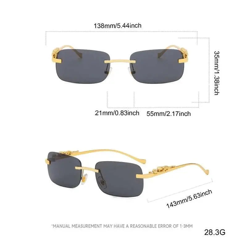 Gold Black Rectangular Sunglasses With Metal Hinge Rimless Metal sunglAMIR BAGS INDIA PRIVATE LIMITEDAMIR BAGS INDIA PRIVATE LIMITEDnull