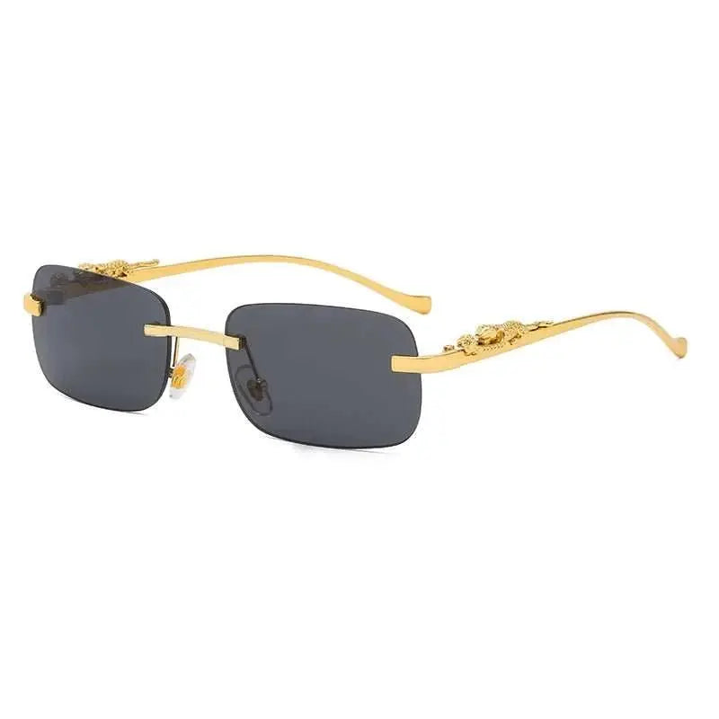 Gold Black Rectangular Sunglasses With Metal Hinge Rimless Metal sunglAMIR BAGS INDIA PRIVATE LIMITEDAMIR BAGS INDIA PRIVATE LIMITEDnull