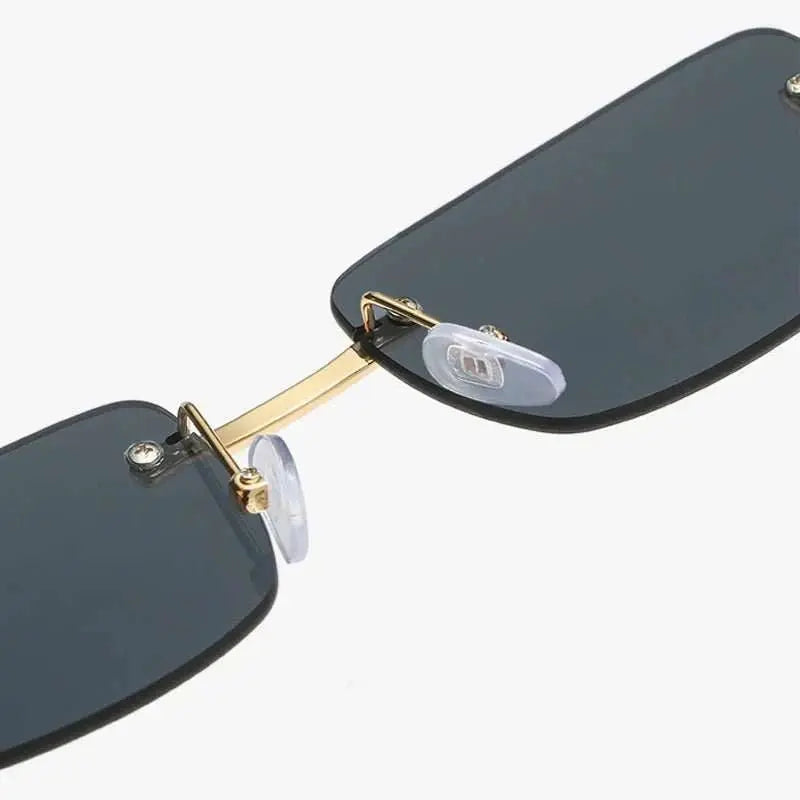 Gold Black Rectangular Sunglasses With Metal Hinge Rimless Metal sunglAMIR BAGS INDIA PRIVATE LIMITEDAMIR BAGS INDIA PRIVATE LIMITEDnull