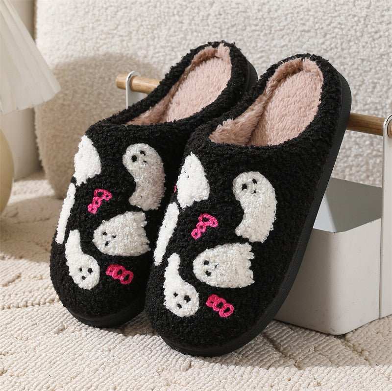 Halloween Cartoon Ghost Cotton Slippers For Women Indoor Non - slip Bedroom Floor Slipper Winter House Shoes - AMIR BAGS INDIA PRIVATE LIMITED