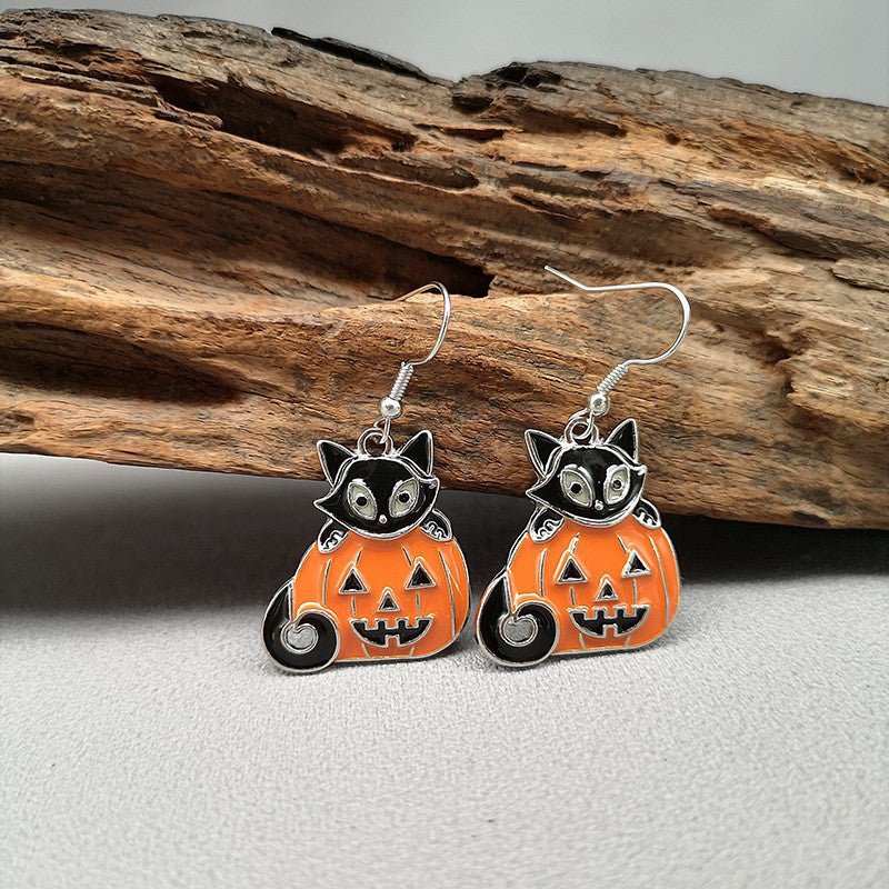 Halloween Funny Earrings Female Personality Ghost Pumpkin Bat Cartoon Jewelry - AMIR BAGS INDIA PRIVATE LIMITED