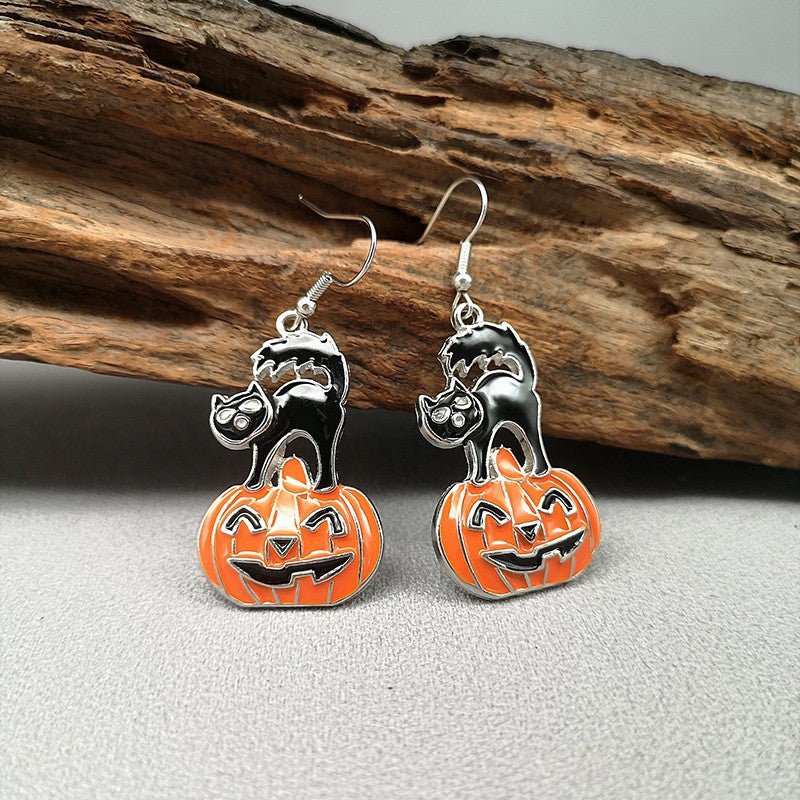 Halloween Funny Earrings Female Personality Ghost Pumpkin Bat Cartoon Jewelry - AMIR BAGS INDIA PRIVATE LIMITED