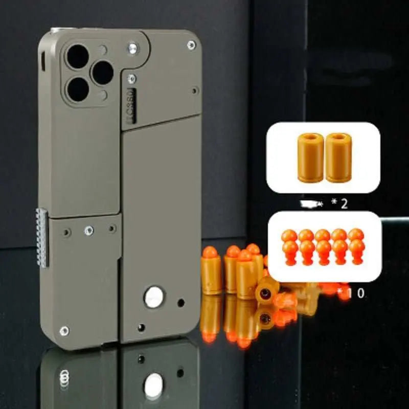 Harmless Folding Pistol Bullet Automatic Shell Throwing Toy Creative Soft Mobile Phone Appearance Gun Outdoor Interactive Kid Gift - AMIR BAGS INDIA PRIVATE LIMITED