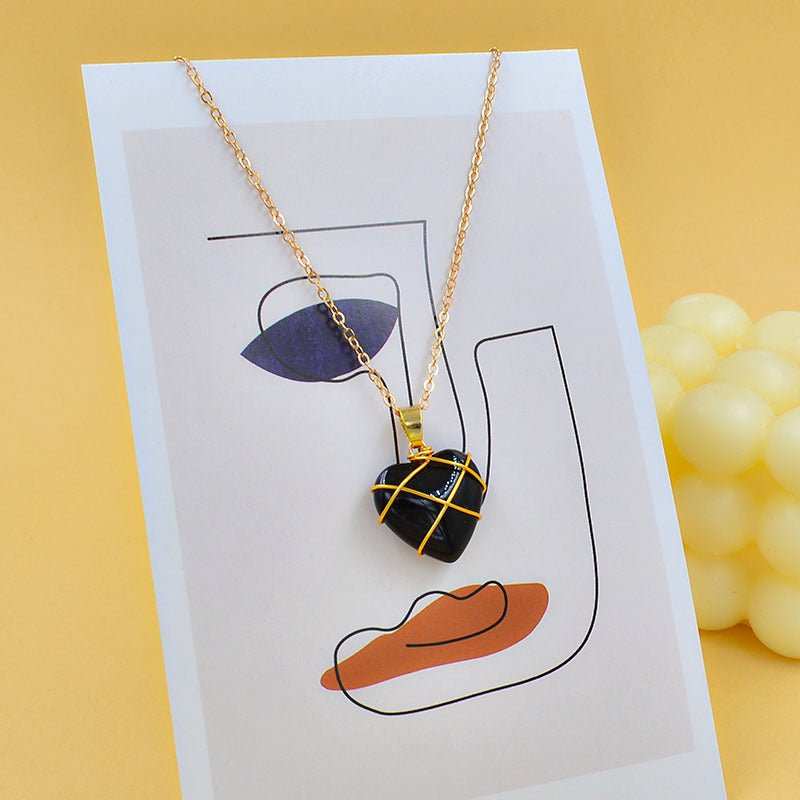 Heart Necklace Women Love Crystal Stone Necklace Summer - AMIR BAGS INDIA PRIVATE LIMITED