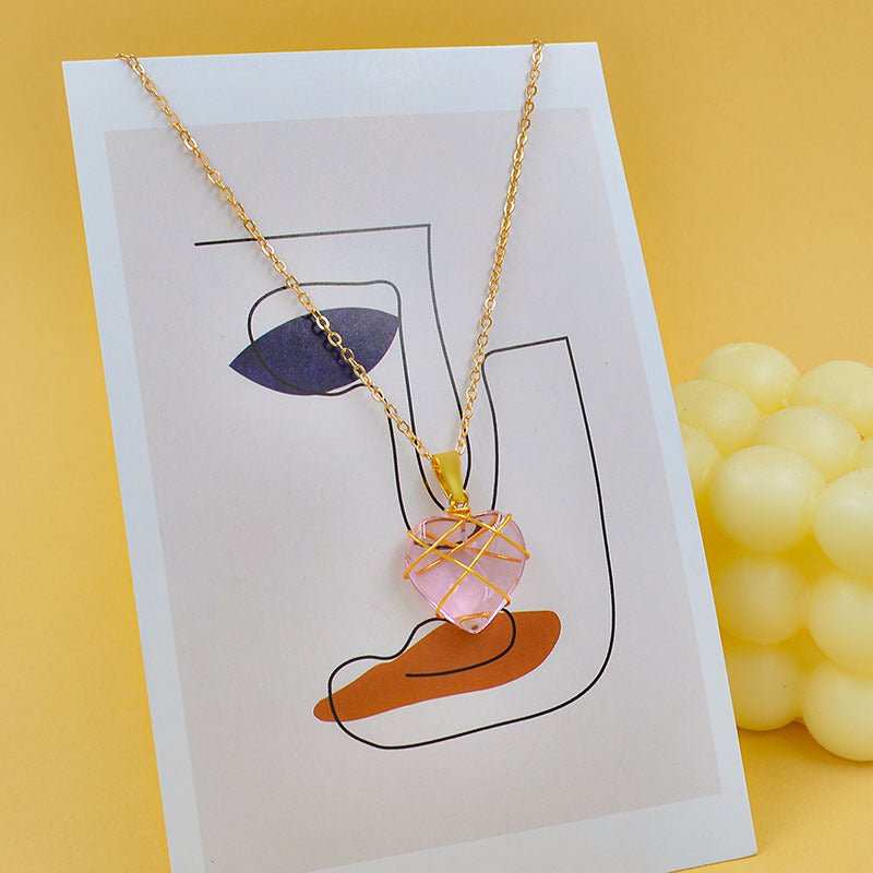 Heart Necklace Women Love Crystal Stone Necklace Summer - AMIR BAGS INDIA PRIVATE LIMITED