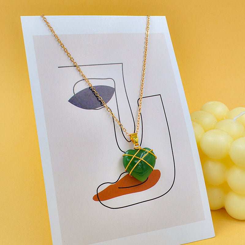 Heart Necklace Women Love Crystal Stone Necklace Summer - AMIR BAGS INDIA PRIVATE LIMITED