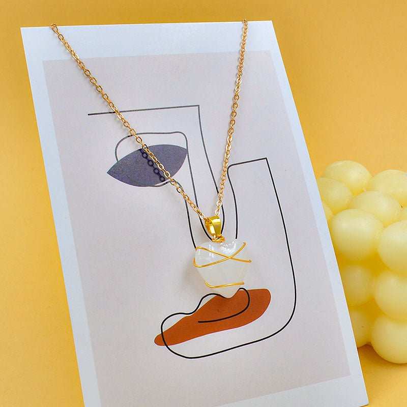 Heart Necklace Women Love Crystal Stone Necklace Summer - AMIR BAGS INDIA PRIVATE LIMITED