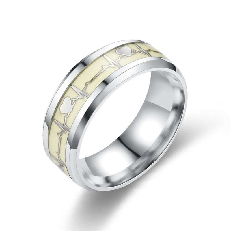 Heart - shaped Rings Luminous At Night Lovers Ring Valentine's Day Gift Jewelry - AMIR BAGS INDIA PRIVATE LIMITED