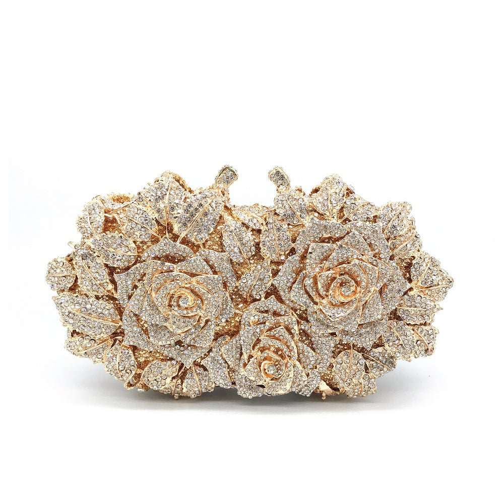 Hollow Rose Diamond Dinner Bag - AMIR BAGS INDIA PRIVATE LIMITED