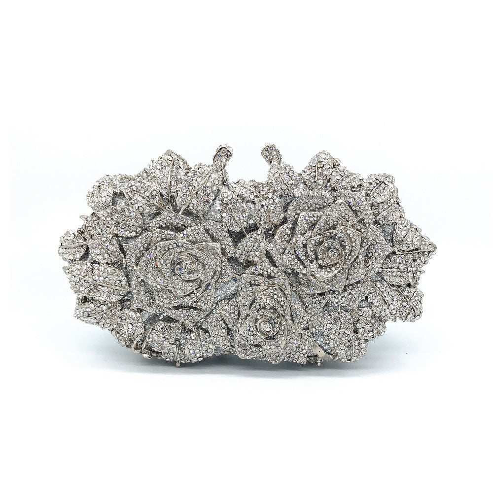 Hollow Rose Diamond Dinner Bag - AMIR BAGS INDIA PRIVATE LIMITED