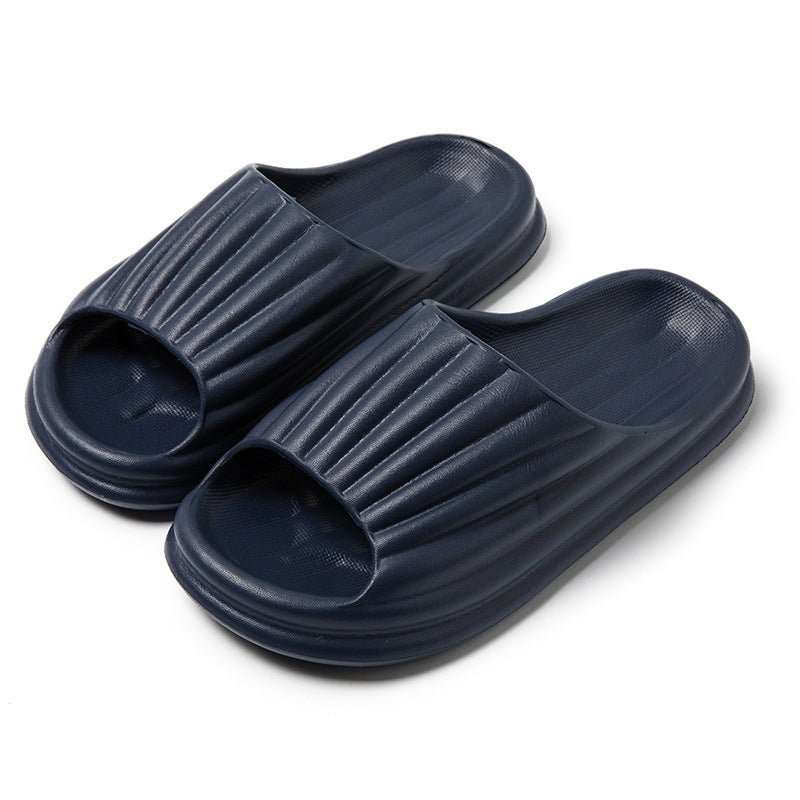 Home Slippers Women Men New Solid Striped Peep - toe Shoes House Floor Bathroom Slippers For Couple - AMIR BAGS INDIA PRIVATE LIMITED