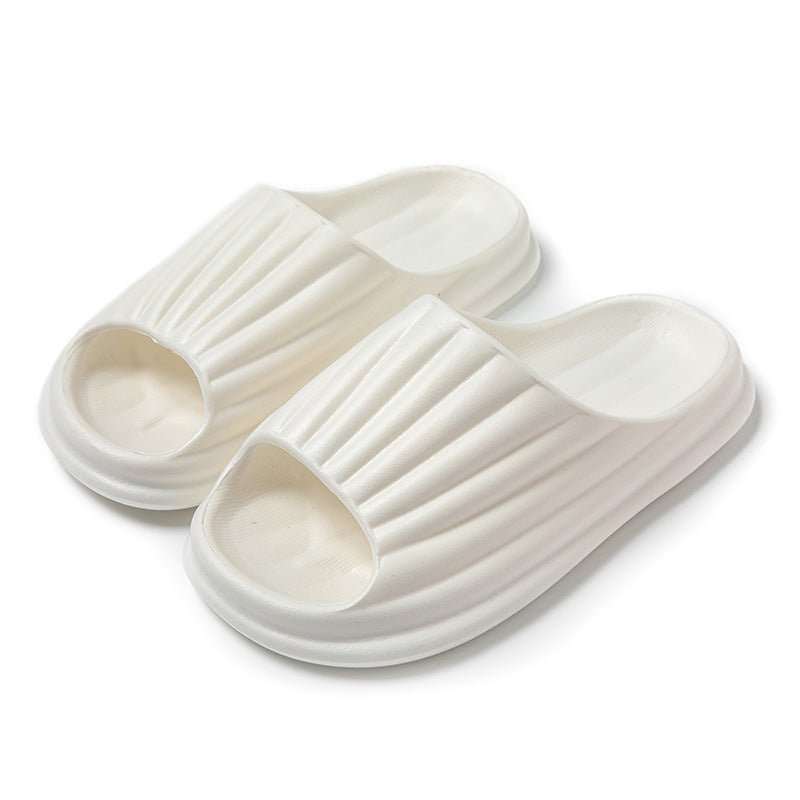 Home Slippers Women Men New Solid Striped Peep - toe Shoes House Floor Bathroom Slippers For Couple - AMIR BAGS INDIA PRIVATE LIMITED