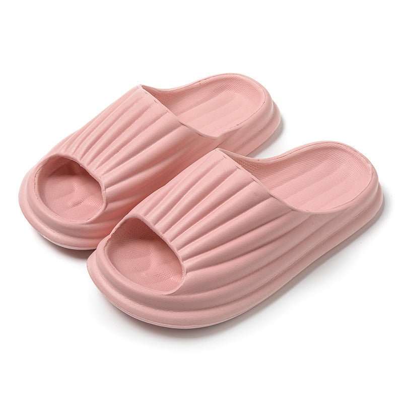 Home Slippers Women Men New Solid Striped Peep - toe Shoes House Floor Bathroom Slippers For Couple - AMIR BAGS INDIA PRIVATE LIMITED