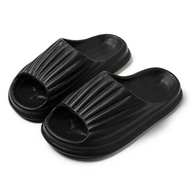 Home Slippers Women Men New Solid Striped Peep - toe Shoes House Floor Bathroom Slippers For Couple - AMIR BAGS INDIA PRIVATE LIMITED