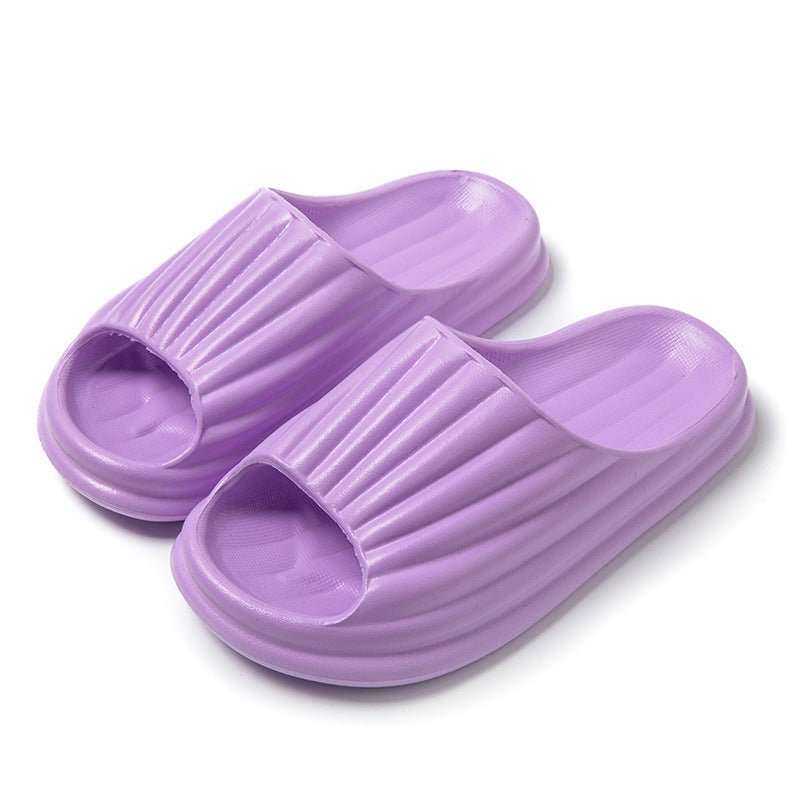 Home Slippers Women Men New Solid Striped Peep - toe Shoes House Floor Bathroom Slippers For Couple - AMIR BAGS INDIA PRIVATE LIMITED