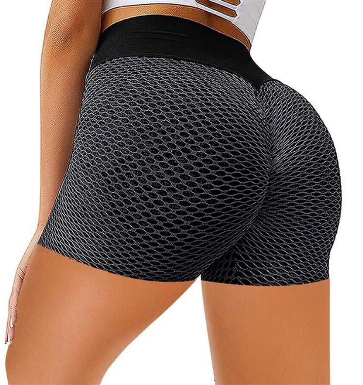 Honeycomb Design Yoga Pants Solid Color Hip - lifting Fitness Sports Shorts For Women - AMIR BAGS INDIA PRIVATE LIMITED