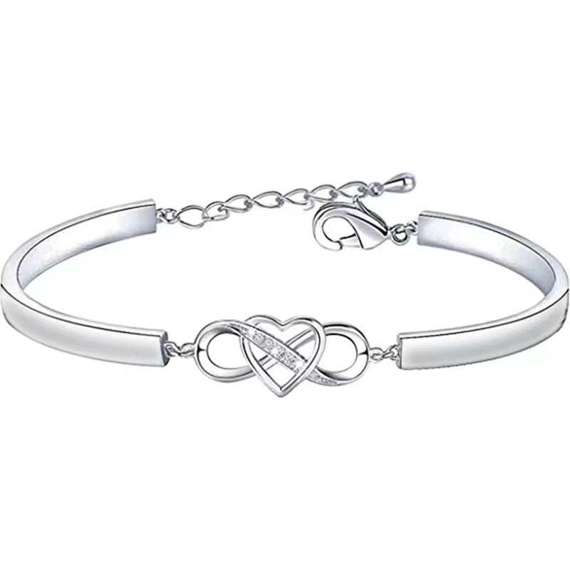 Infinity Heart Bracelet Bangle Crystal Love Forever Symbol Charm Bracelets - AMIR BAGS INDIA PRIVATE LIMITED