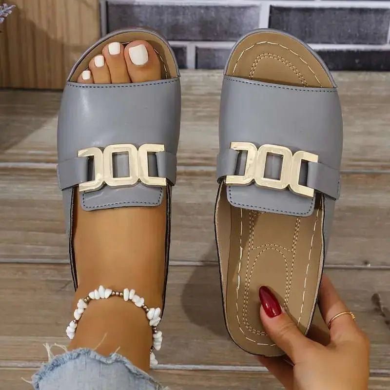 Ins Chain Wedges Sandals Summer Fashion Platform Peep - toed Slides Slippers Outdoor Thick Bottom Roman Shoes For Women - AMIR BAGS INDIA PRIVATE LIMITED