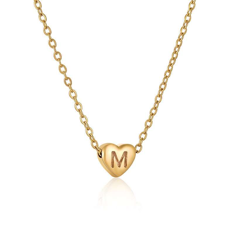 Ins Style Love Letter Necklace Women Stainless Steel Heart - shaped Niche Clavicle Chain Fashion Necklace - AMIR BAGS INDIA PRIVATE LIMITED