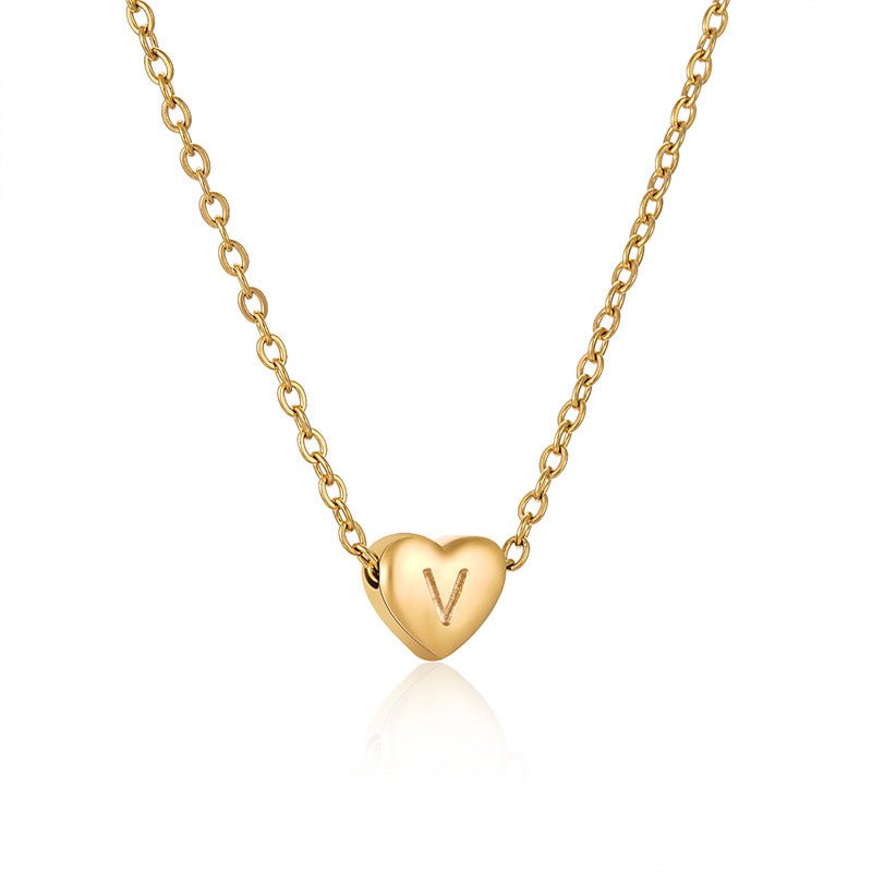 Ins Style Love Letter Necklace Women Stainless Steel Heart - shaped Niche Clavicle Chain Fashion Necklace - AMIR BAGS INDIA PRIVATE LIMITED