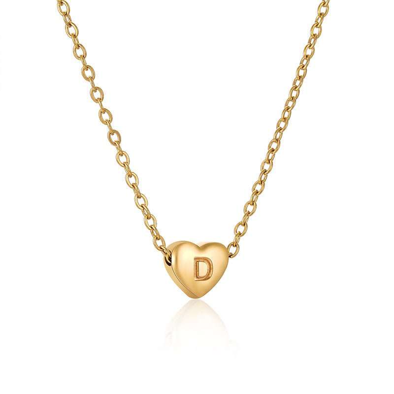 Ins Style Love Letter Necklace Women Stainless Steel Heart - shaped Niche Clavicle Chain Fashion Necklace - AMIR BAGS INDIA PRIVATE LIMITED