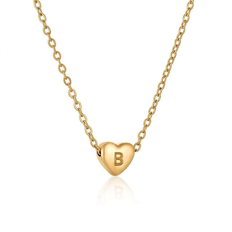 Ins Style Love Letter Necklace Women Stainless Steel Heart - shaped Niche Clavicle Chain Fashion Necklace - AMIR BAGS INDIA PRIVATE LIMITED