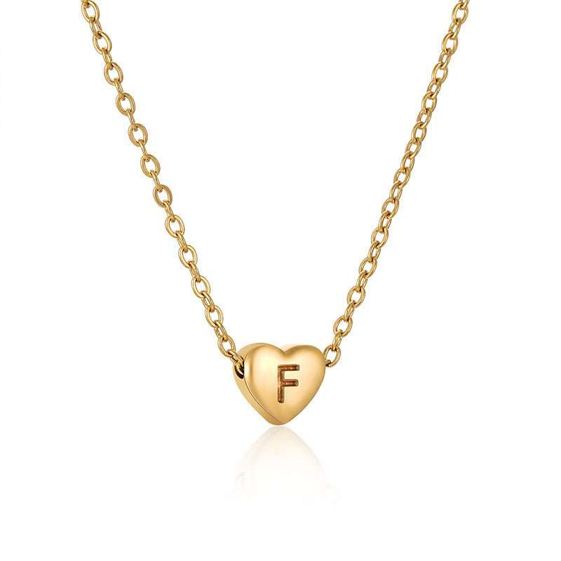 Ins Style Love Letter Necklace Women Stainless Steel Heart - shaped Niche Clavicle Chain Fashion Necklace - AMIR BAGS INDIA PRIVATE LIMITED