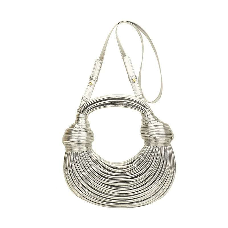 Instafamous Metal Noodles Underarm Bag Fashion Shiny Surface - AMIR BAGS INDIA PRIVATE LIMITED