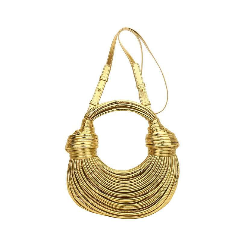 Instafamous Metal Noodles Underarm Bag Fashion Shiny Surface - AMIR BAGS INDIA PRIVATE LIMITED