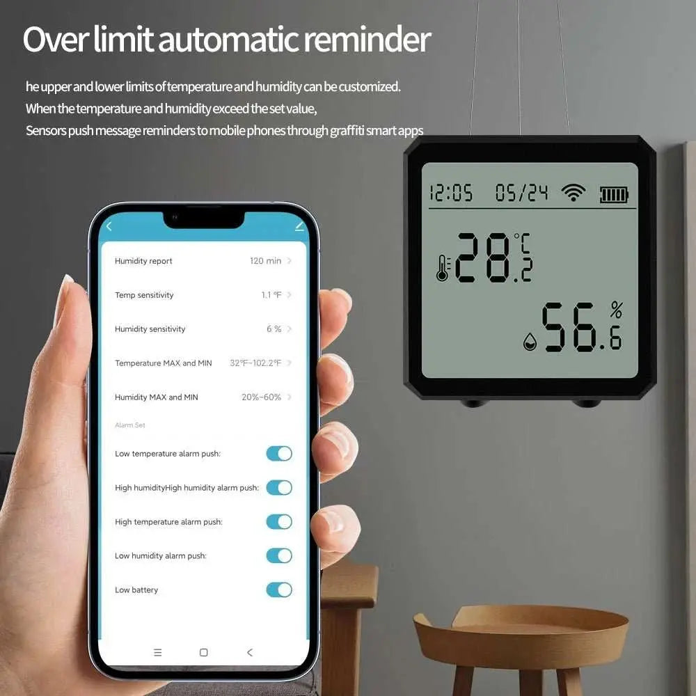 Intelligent APP Temperature and Humidity Tester LCD Digital Thermometer Hygrometer Indoor Temp Detector By Alexa Google - AMIR BAGS INDIA PRIVATE LIMITED