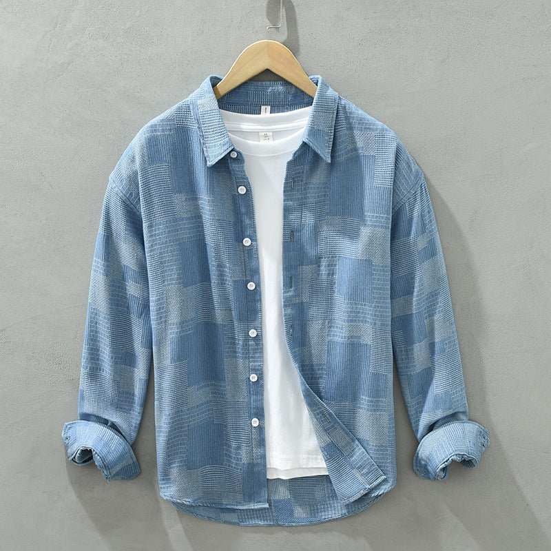 Jacquard Color Matching Casual Denim Long-sleeved Shirt Men's Loose ShProduct information:Pattern: color matching Color: light blue, black Suitable for people: Youth Size: M,L,XL,XXL,XXXL Version: Loose Style: Cardigan Thickness: ordinDropshipmanAMIR BAGS INDIA PRIVATE LIMITEDnull
