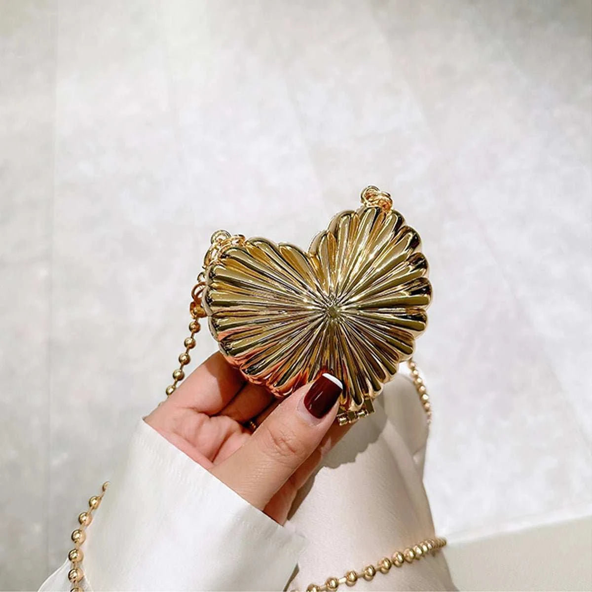 JIOMAY Lightweight Heart Purse Designer Luxury Bag Mini Crossbody Bag Exquisite Casual Party Evening Bag Gold Purse - AMIR BAGS INDIA PRIVATE LIMITED