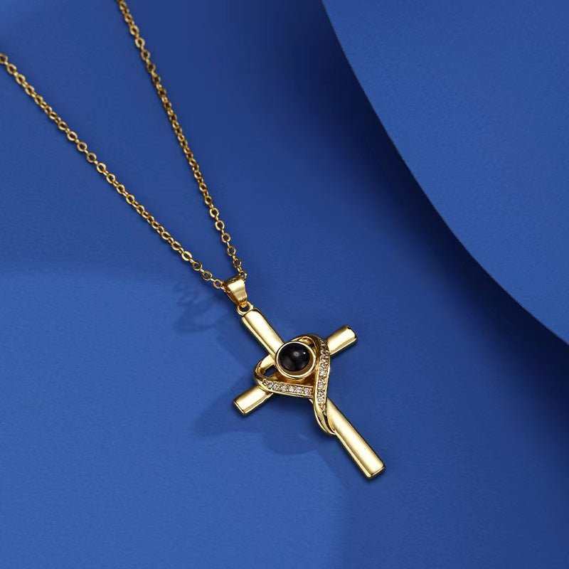 Languages I Love You Projection Necklace Pendant Love Cross Pendant Necklace Memorial Jewelry For Women - AMIR BAGS INDIA PRIVATE LIMITED