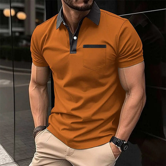 Lapel Fashion Slim Pocket Short - sleeved T-shirt Polo Shirt Men Clothing - AMIR BAGS INDIA PRIVATE LIMITED