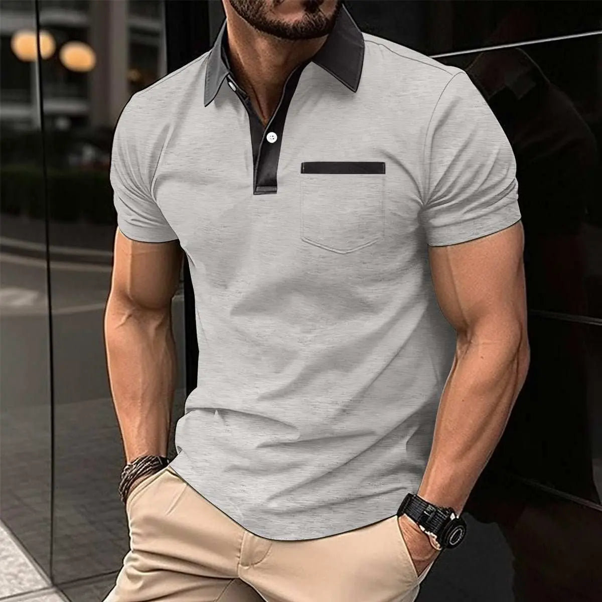 Lapel Fashion Slim Pocket Short-sleeved T-shirt Polo Shirt Men ClothinProduct information:Color: yellow, black, white, gray, navy blue, sky blue, pink, light gray Size: S,M,L,XL,XXL,XXXL Version: Loose Thickness: ordinary Fabric name: DropshipmanAMIR BAGS INDIA PRIVATE LIMITEDnull
