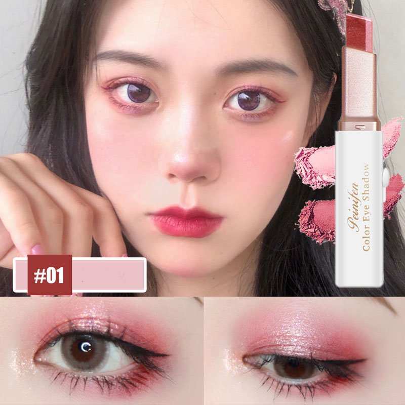 Lazy Eyeshadow Stick Stereo Gradient Shimmer Double Color Eye Shadow Pen Waterproof Easy To Wear Eyeshadow - AMIR BAGS INDIA PRIVATE LIMITED