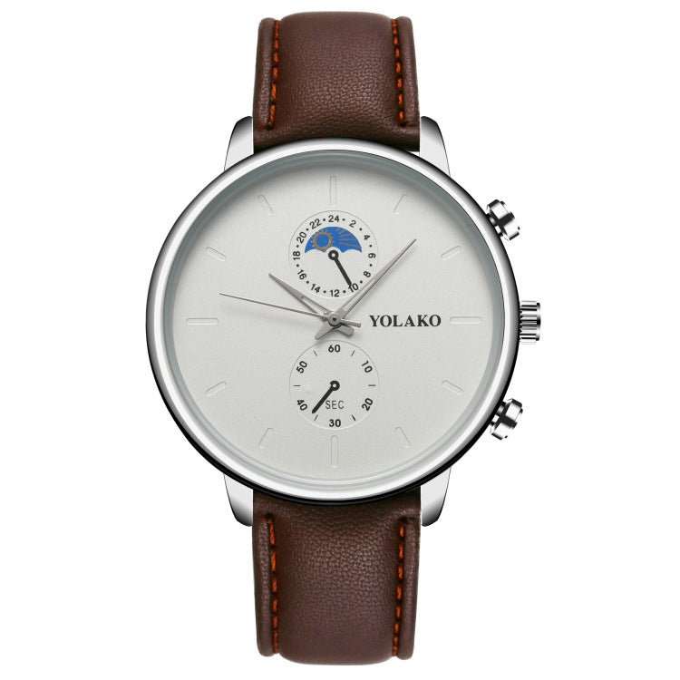 Leather Belt Two Eye Ultra - thin Quartz Men's Watch - AMIR BAGS INDIA PRIVATE LIMITED